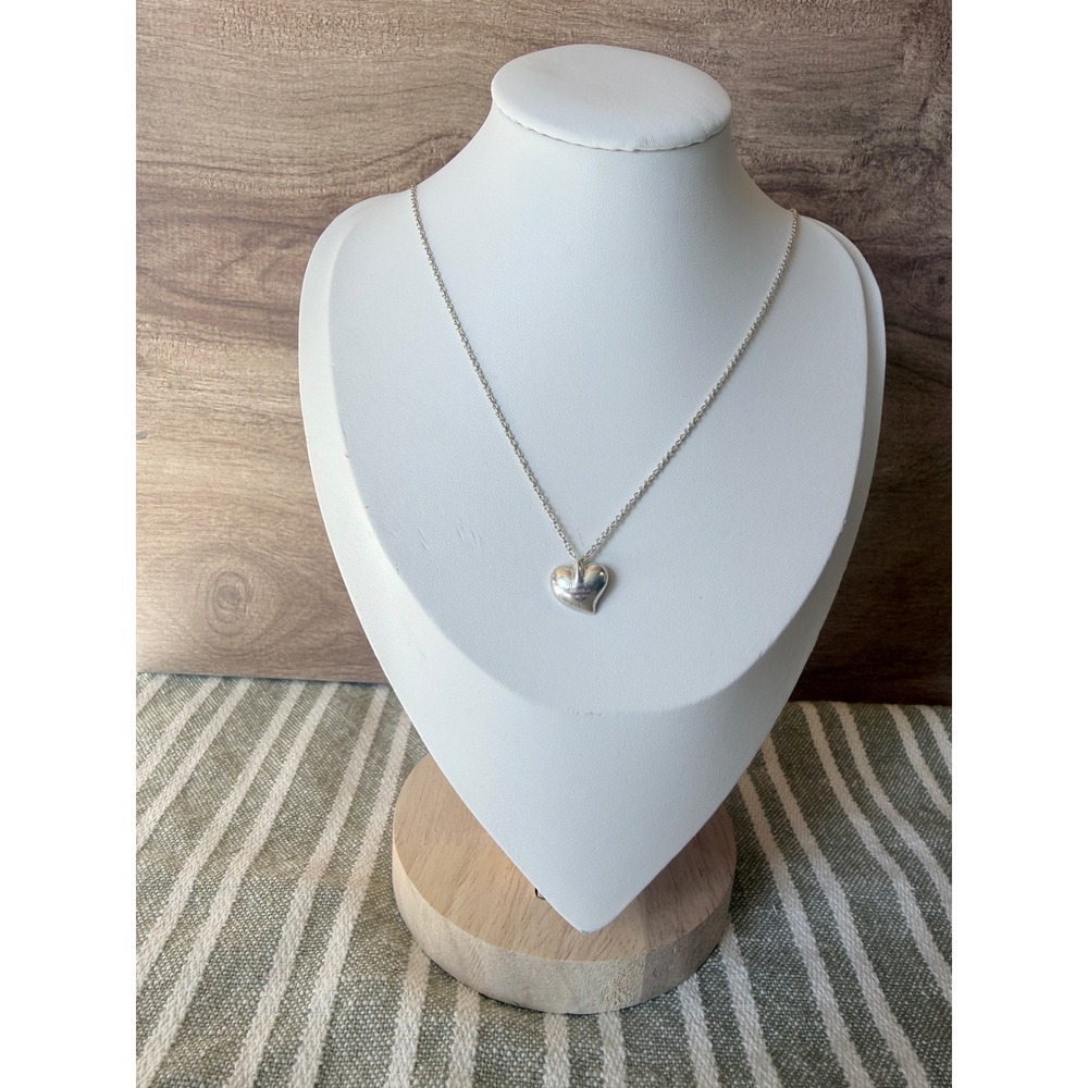 Tiffany & Co Elsa Peretti Full Heart Necklace 925 Silver Spain 16 INCHES